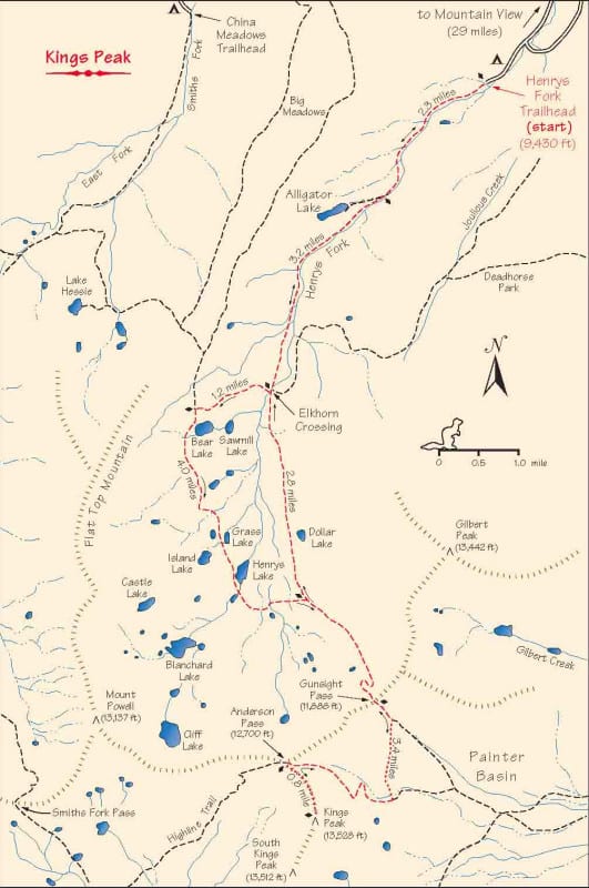 Kings Peak Trail Map