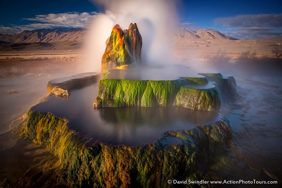 Fly Geyser Aerial View Long Exposures