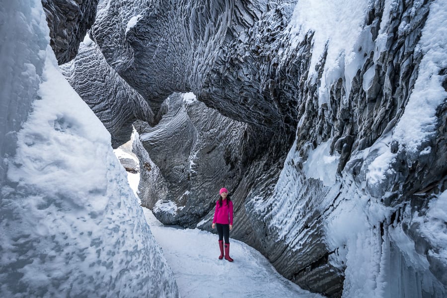 Icy Slot Canyon Canadian Rockies Winter