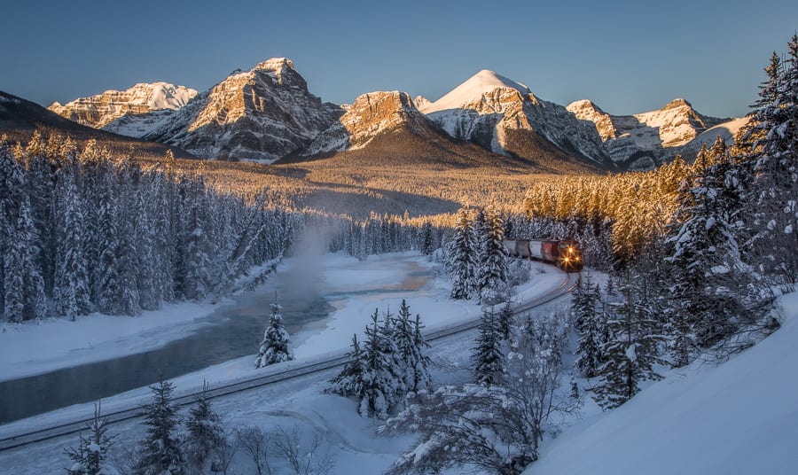 Morants Curve Train Canadian Rockies Winter Photo Workshop