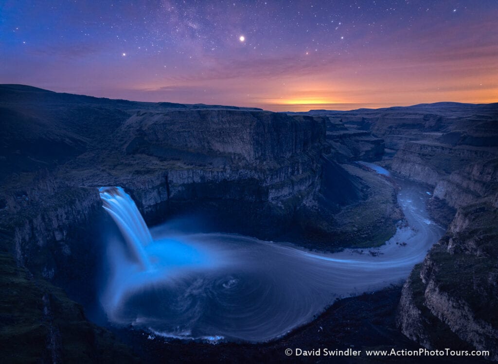 Blue hour landscape photography Palouse Falls