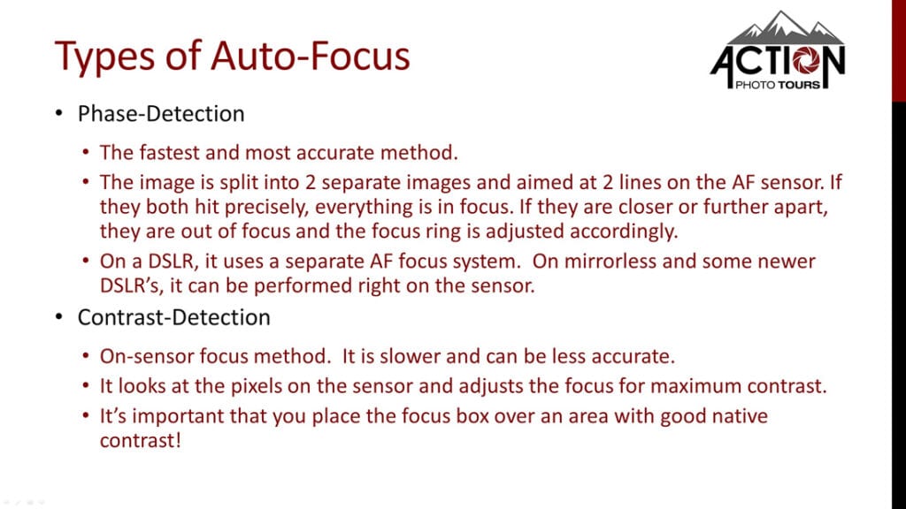 Types of Auto-Focus Phase-Detection vs Contrast Detection