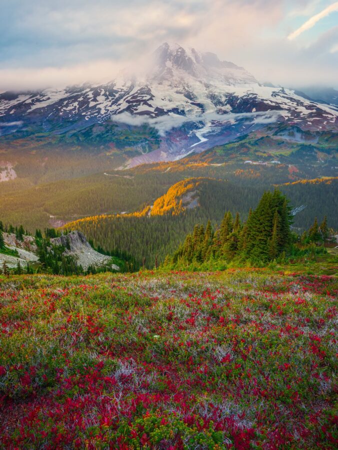 Images from Pinnacle Peak trail on Mount Rainier in the Pacific ...