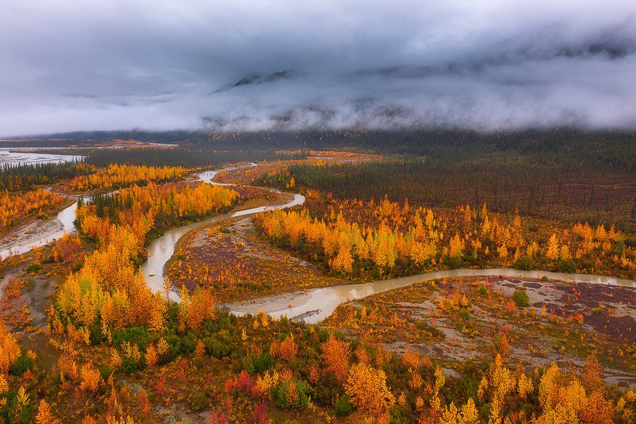 Images from the Dalton Highway north of Fairbanks in the state of Alaska during fall season