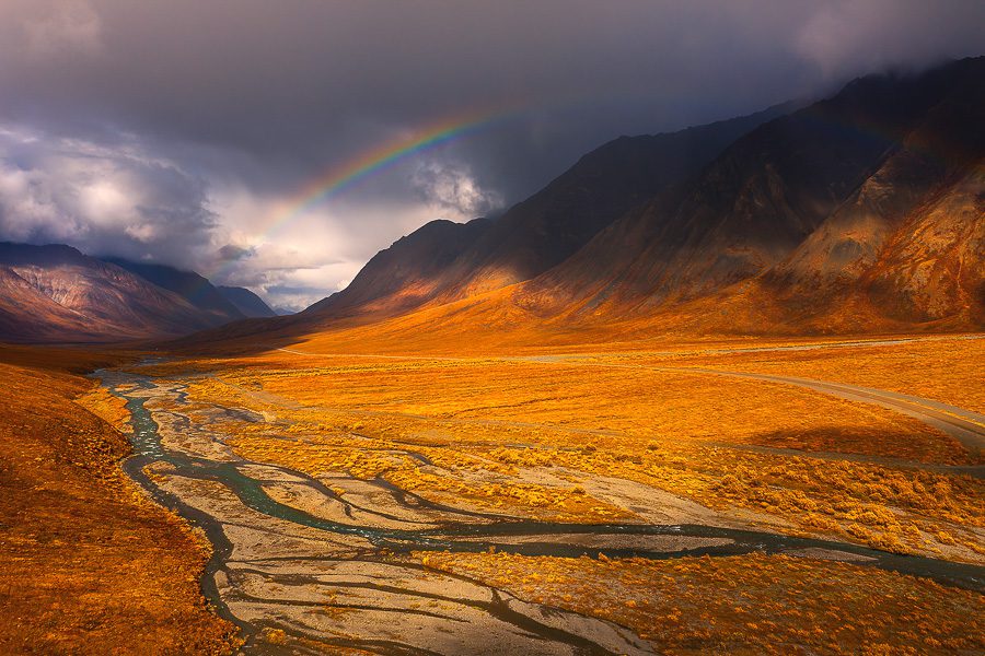 Images from the Dalton Highway north of Fairbanks in the state of Alaska during fall season