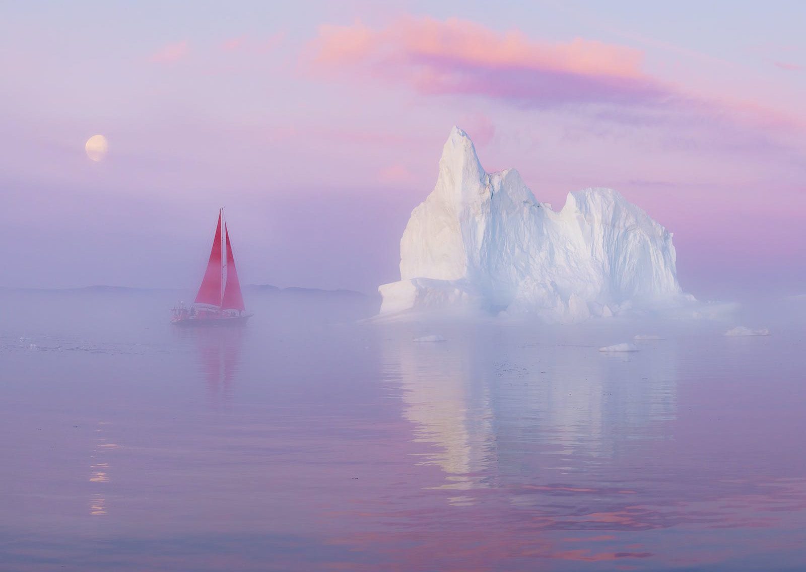 Full Moon Greenland Photo Workshop Red Sailboats