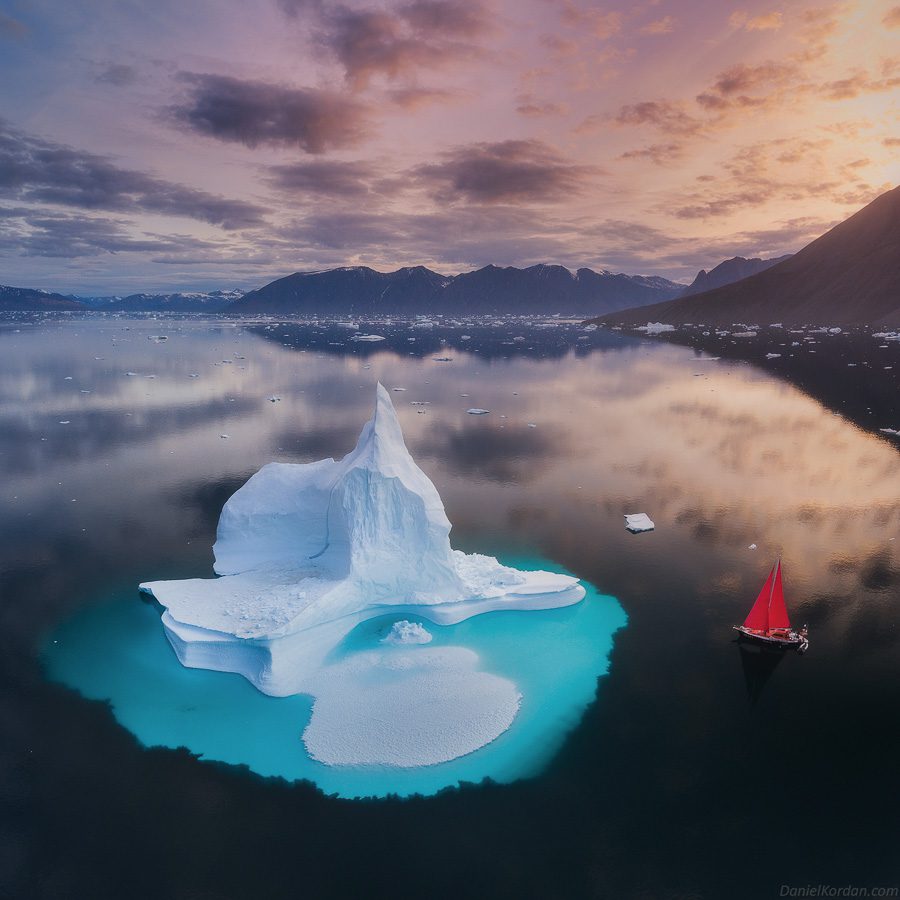 Red Sailboats in Greenland Photography Workshop Icebergs
