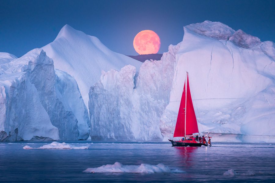 Red Sails in Greenland Photo Workshop Full Moon Iceberg