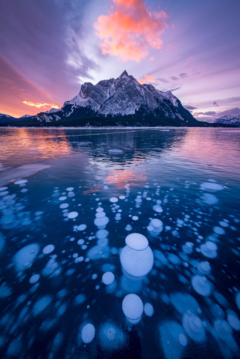 Canadian Rockies Winter Photo Workshop Abraham Lake Ice Bubbles